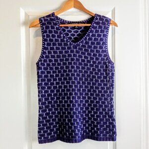 Vintage Josephine Chaus Purple Knit Sleeveless Sweater